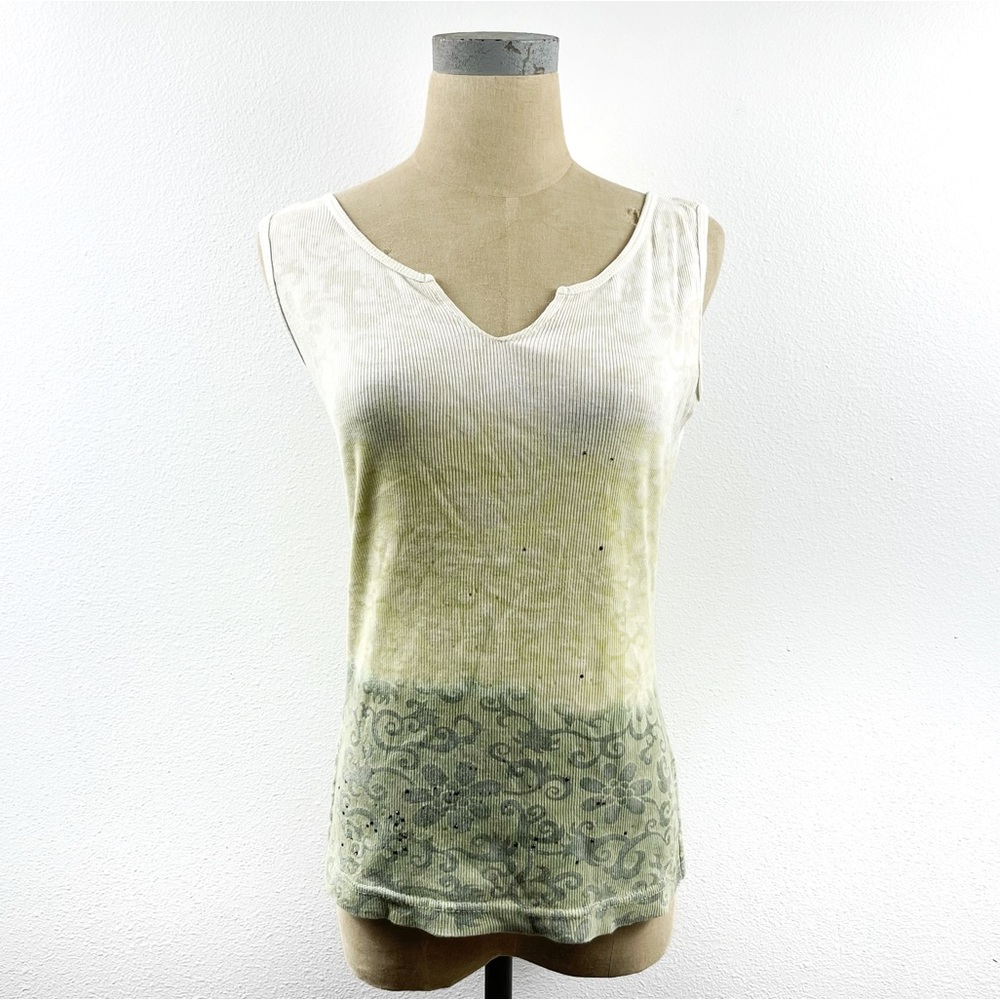 Language Tank Top Vintage Distressed Rhinestone Size Medium